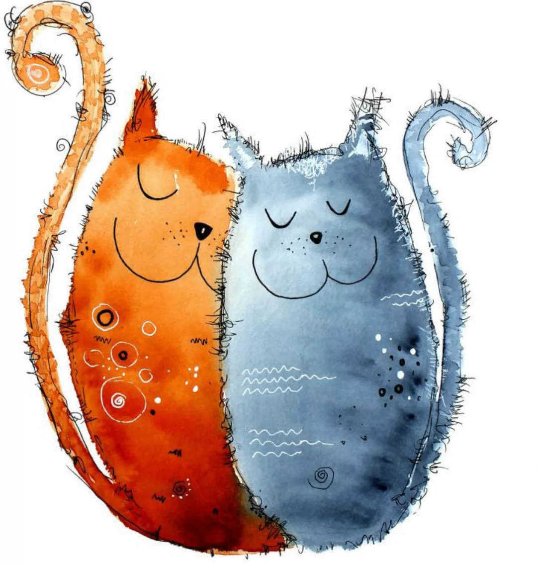 Wall-Art Wandtattoo "Lebensfreude Verliebte Katzen", (1 St.), selbstklebend günstig online kaufen