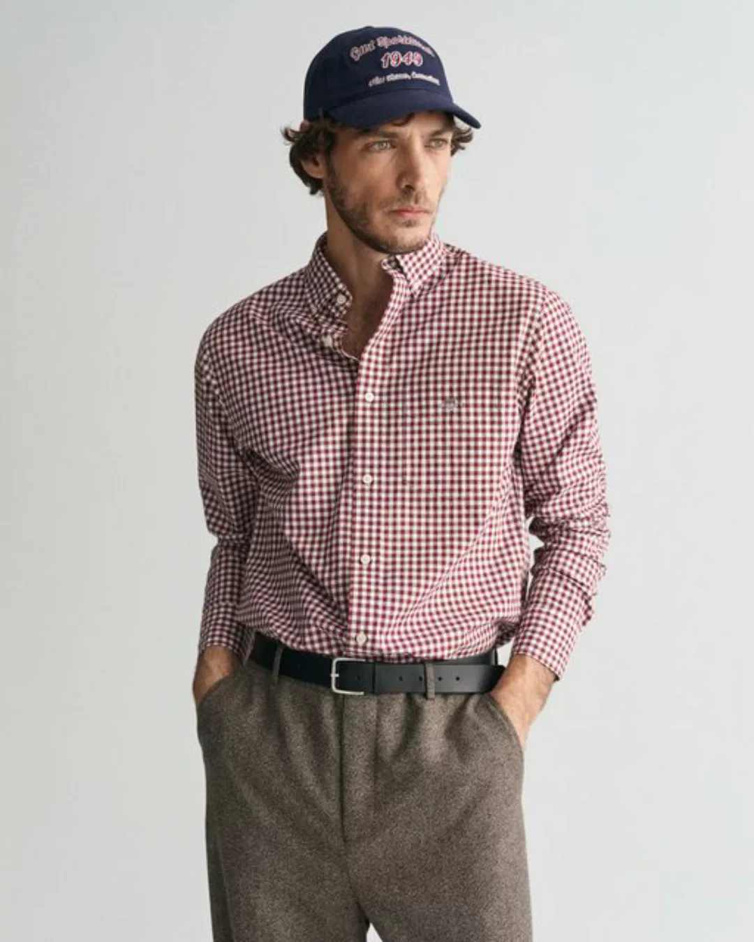 Gant Langarmhemd REG POPLIN GINGHAM SHIRT mit Logostickerei auf der Brust günstig online kaufen