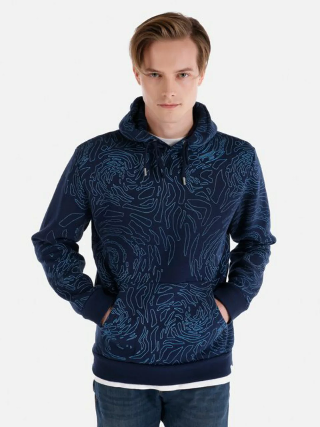 Colins Sweatshirt Bedrucktes, marineblaues Herren-Sweatshirt mit normaler P günstig online kaufen