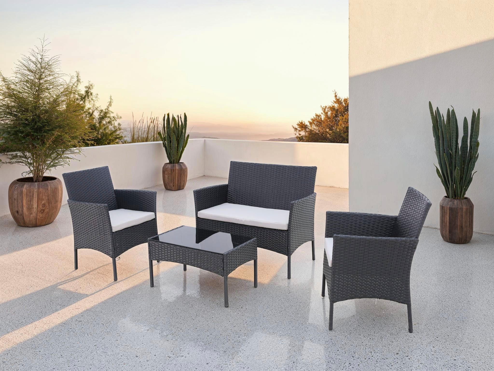 KONIFERA Gartenlounge-Set "Balkonset "Palma"", (Set, 7 tlg., 1x2er Sofa, 2 günstig online kaufen