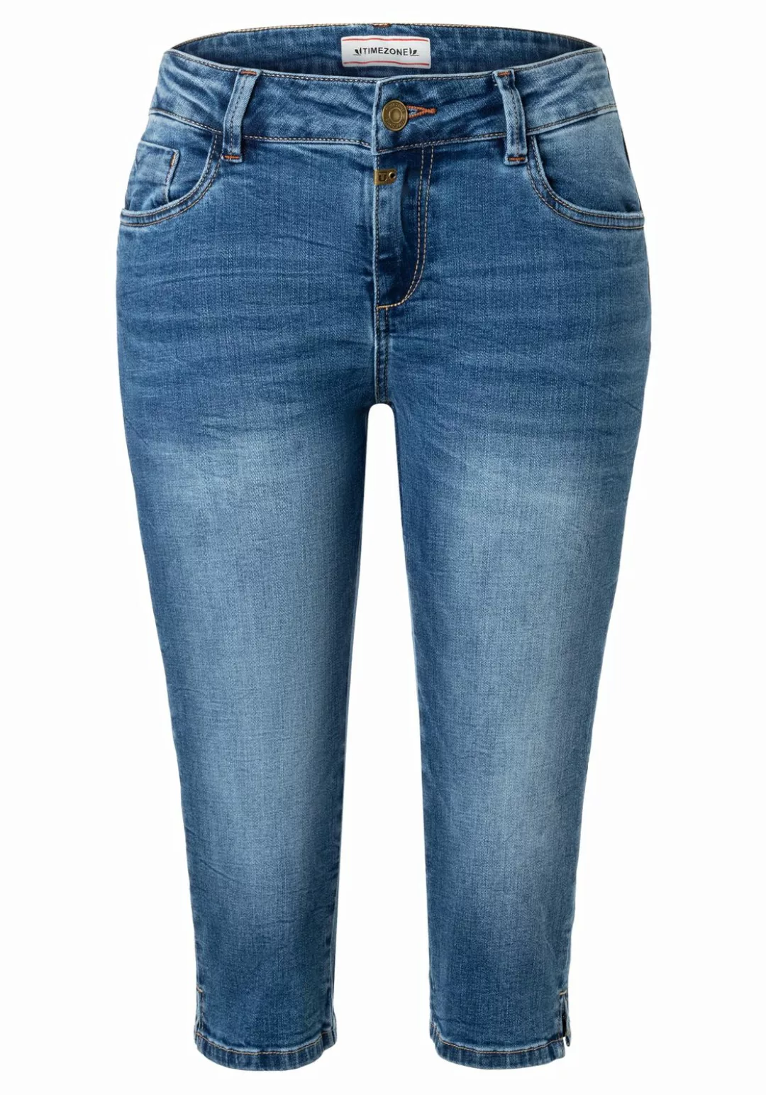 Timezone Damen Jeans Tight AleenaTZ 3/4 - Tight Fit - Blau - Pen Blue Wash günstig online kaufen