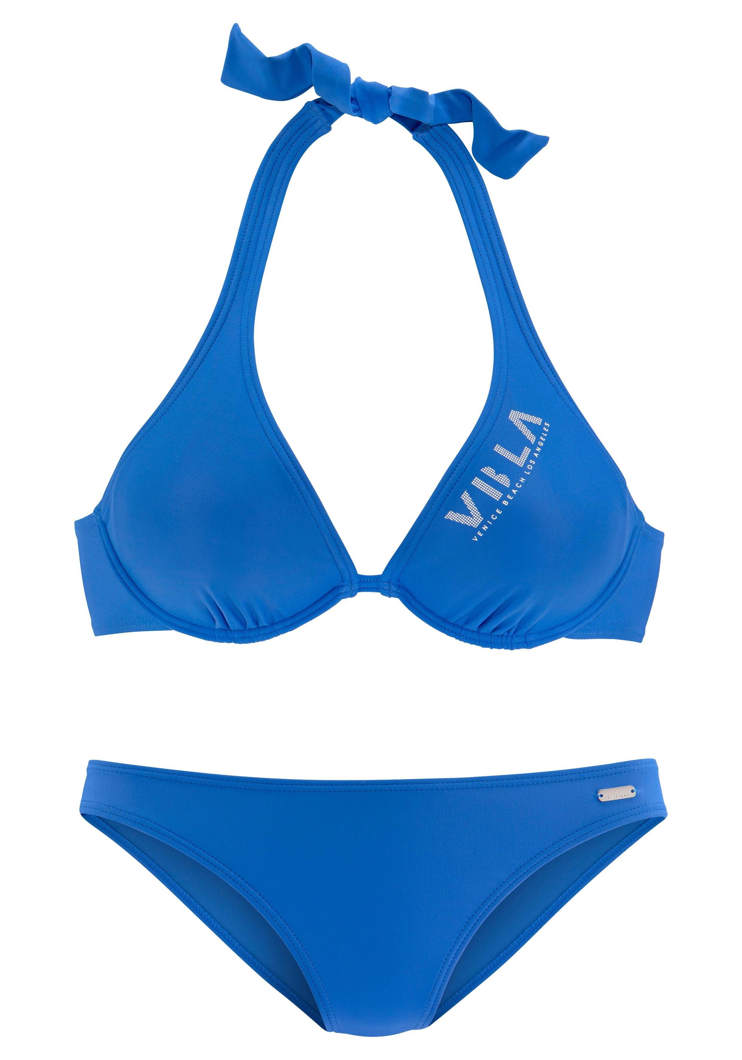 Venice Beach Bügel-Bikini mit kontrastfarbigen Schriftzug günstig online kaufen