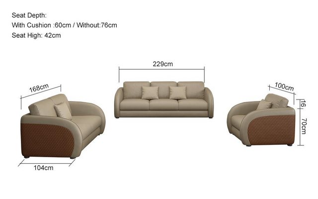 Xlmoebel Sofa Dreiteiliges Set mit einem Dreisitzer, einem Zweisitzer und e günstig online kaufen