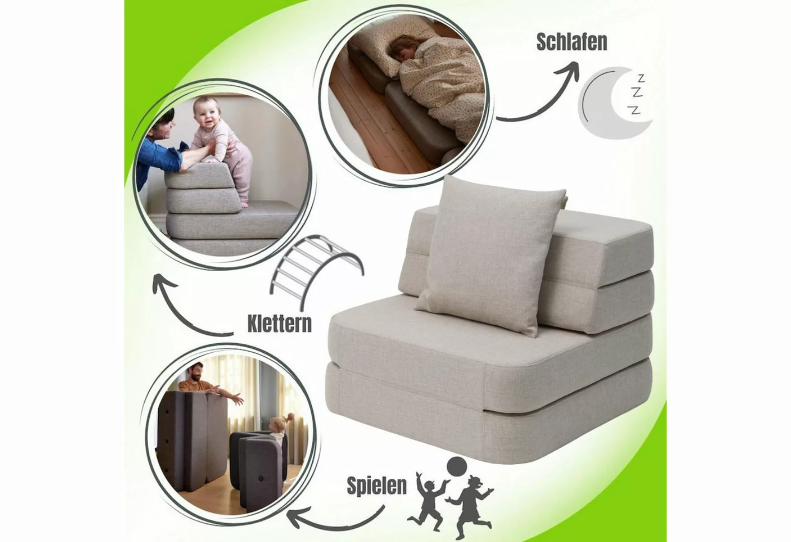 KlipKlap Kindersofa 3 Fold Sofa Single Soft / Klappsofa günstig online kaufen