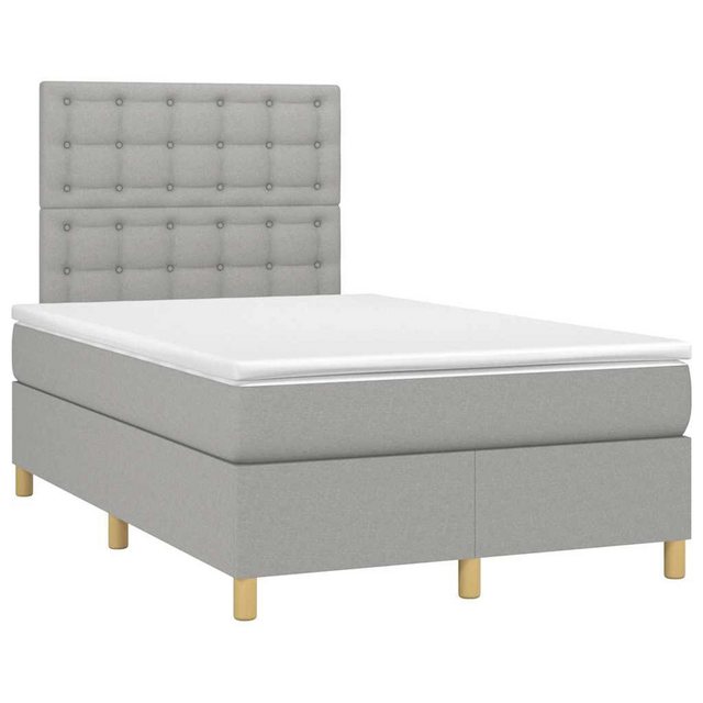 vidaXL Bett Boxspringbett mit Matratze & LED Hellgrau 120x190 cm Stoff günstig online kaufen