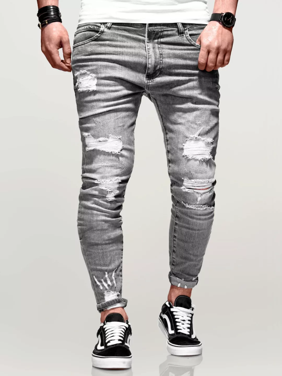 behype Slim-fit-Jeans "Dino", mit tollen Used-Elementen günstig online kaufen