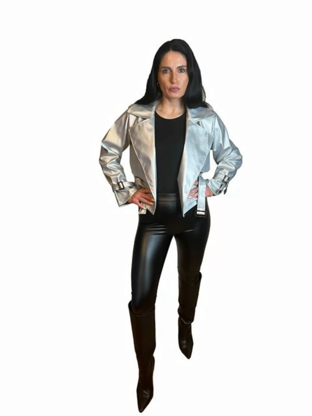 Lelü Fashion Bikerjacke Bikerjacke in Silbermetallic günstig online kaufen