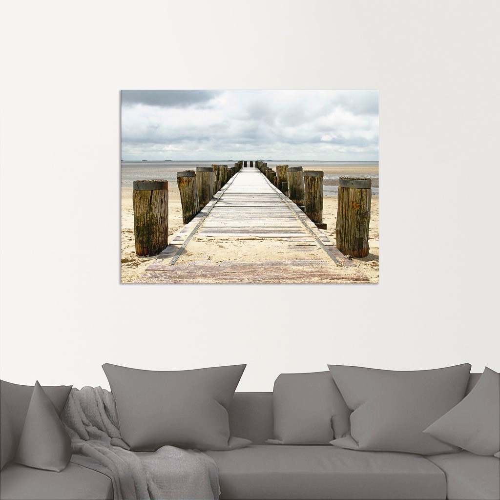 Artland Wandbild "Steg ins Watt", Strand, (1 St.), als Alubild, Outdoorbild günstig online kaufen