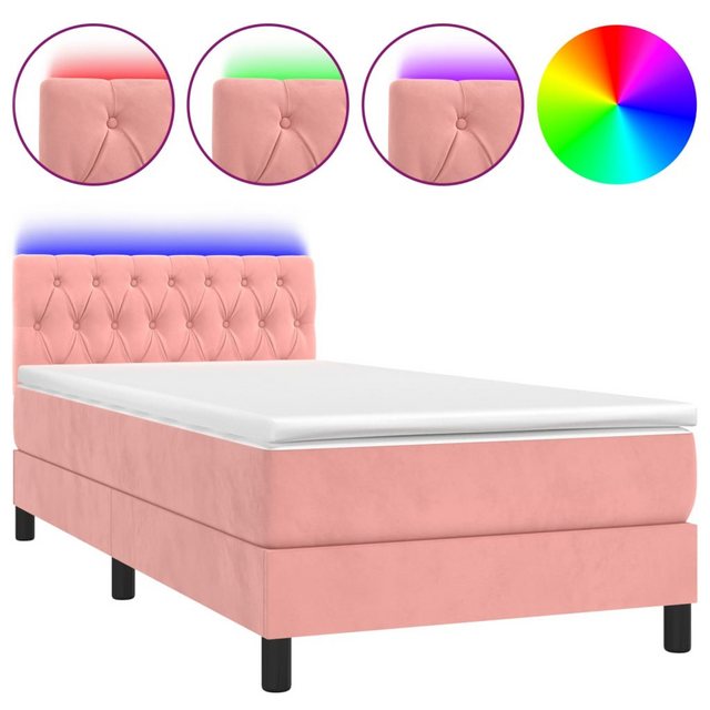 vidaXL Boxspringbett Bett Boxspringbett mit Matratze & LED Samt (90 x 200 c günstig online kaufen