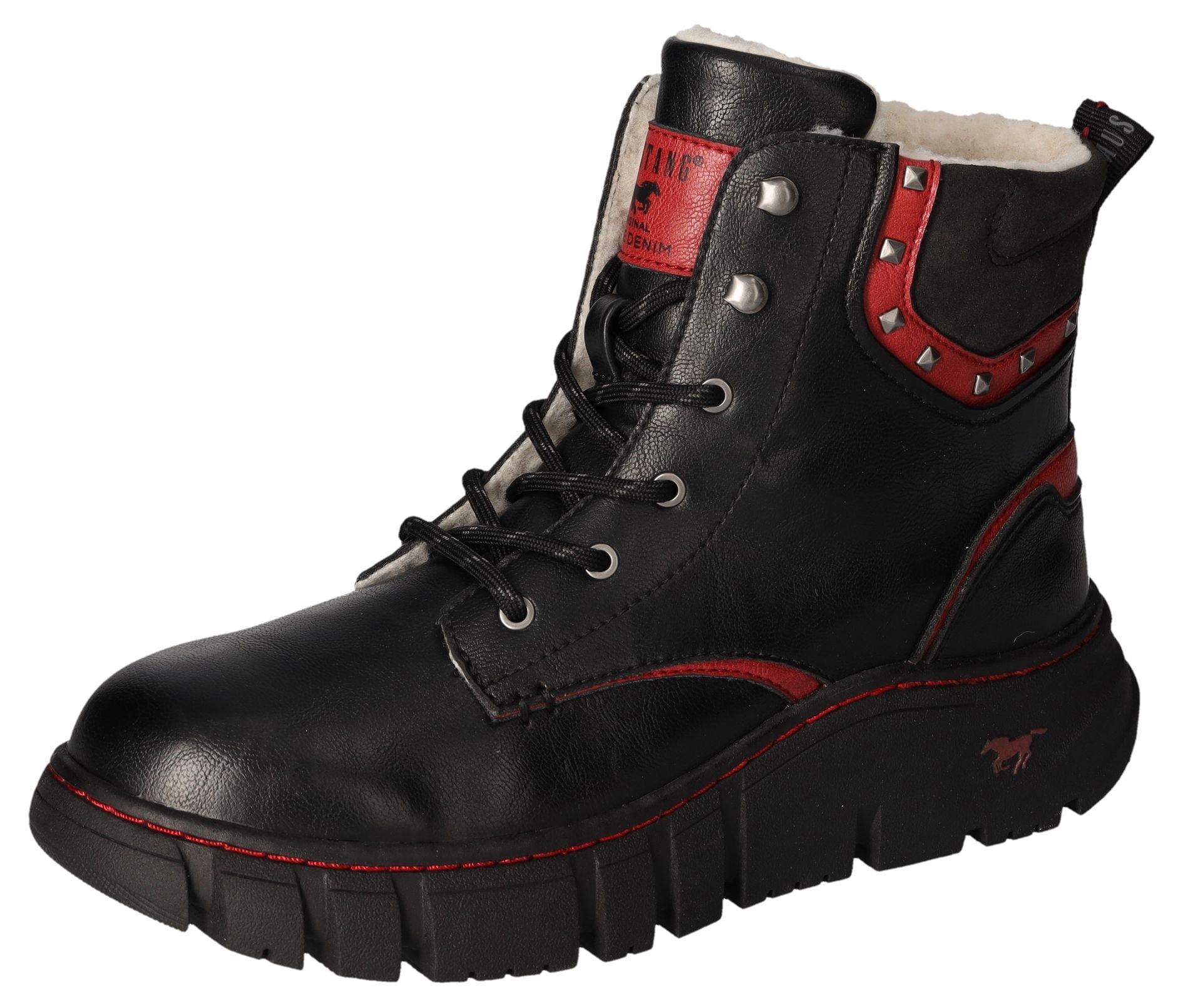 Mustang Shoes Winterboots, Plateau, Schnürboots, Stiefelette mit Kontrastbe günstig online kaufen