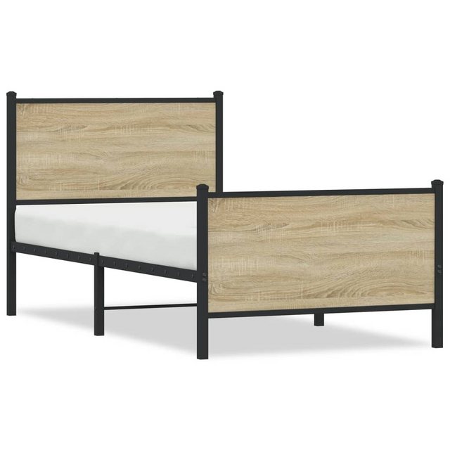 vidaXL Bett Metallbett ohne Matratze Sonoma-Eiche 90x190 cm günstig online kaufen