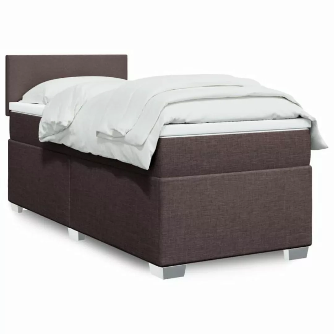 vidaXL Boxspringbett, Boxspringbett mit Matratze Dunkelbraun 80x200 cm Stof günstig online kaufen