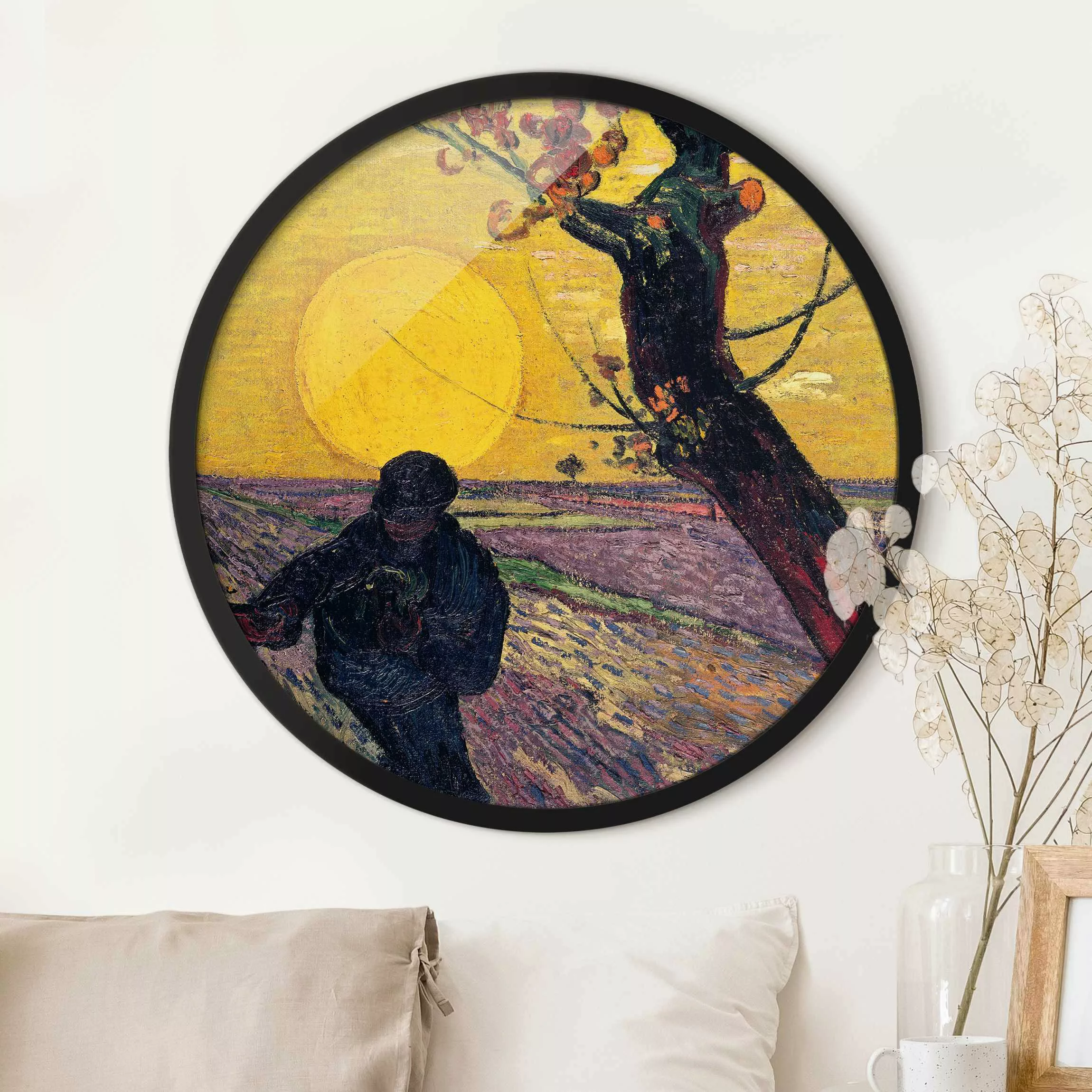 Rundes Bild mit Rahmen Vincent van Gogh - Sämann günstig online kaufen