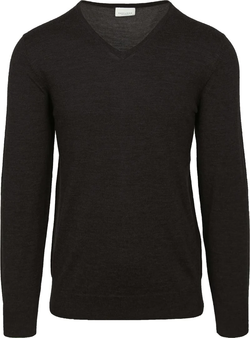 Profuomo Pullover V-Neck Merinowolle Schwarz - Größe L günstig online kaufen