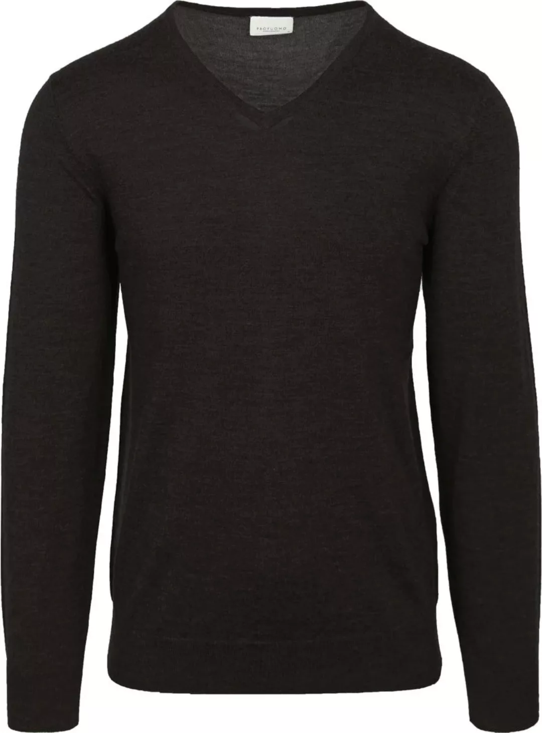 Profuomo Pullover V-Neck Merinowolle Schwarz - Größe L günstig online kaufen