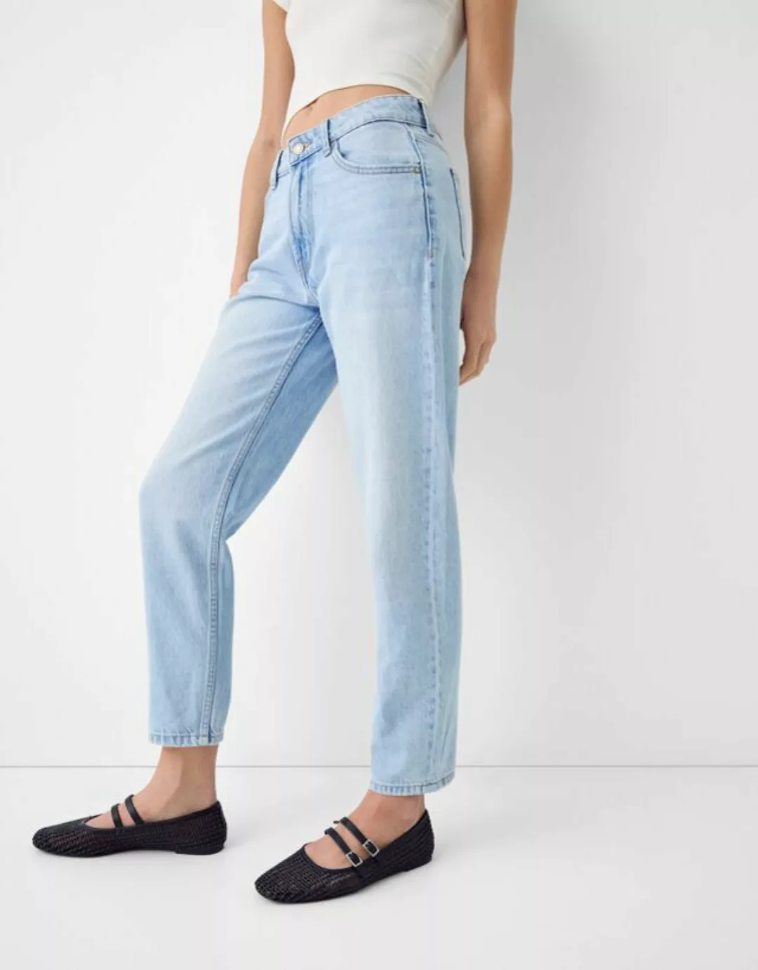 Bershka Mom-Jeans Damen 34 Ausgewaschenes Blau günstig online kaufen
