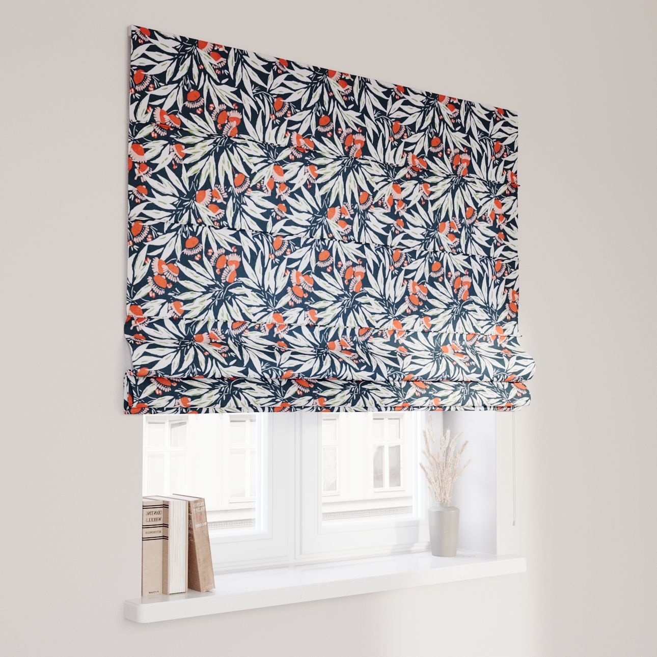 Dekoria Raffrollo Capri, dunkelblau-rot, 120 x 150 cm günstig online kaufen