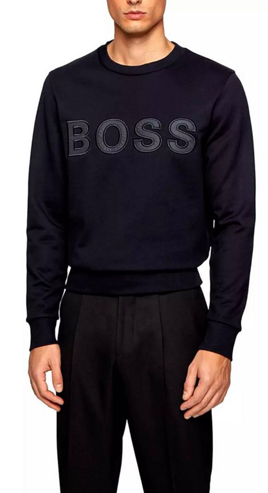 BOSS Sweatshirt Stadler 48 Sweater Rippbündchen und ein tonales Logo auf de günstig online kaufen