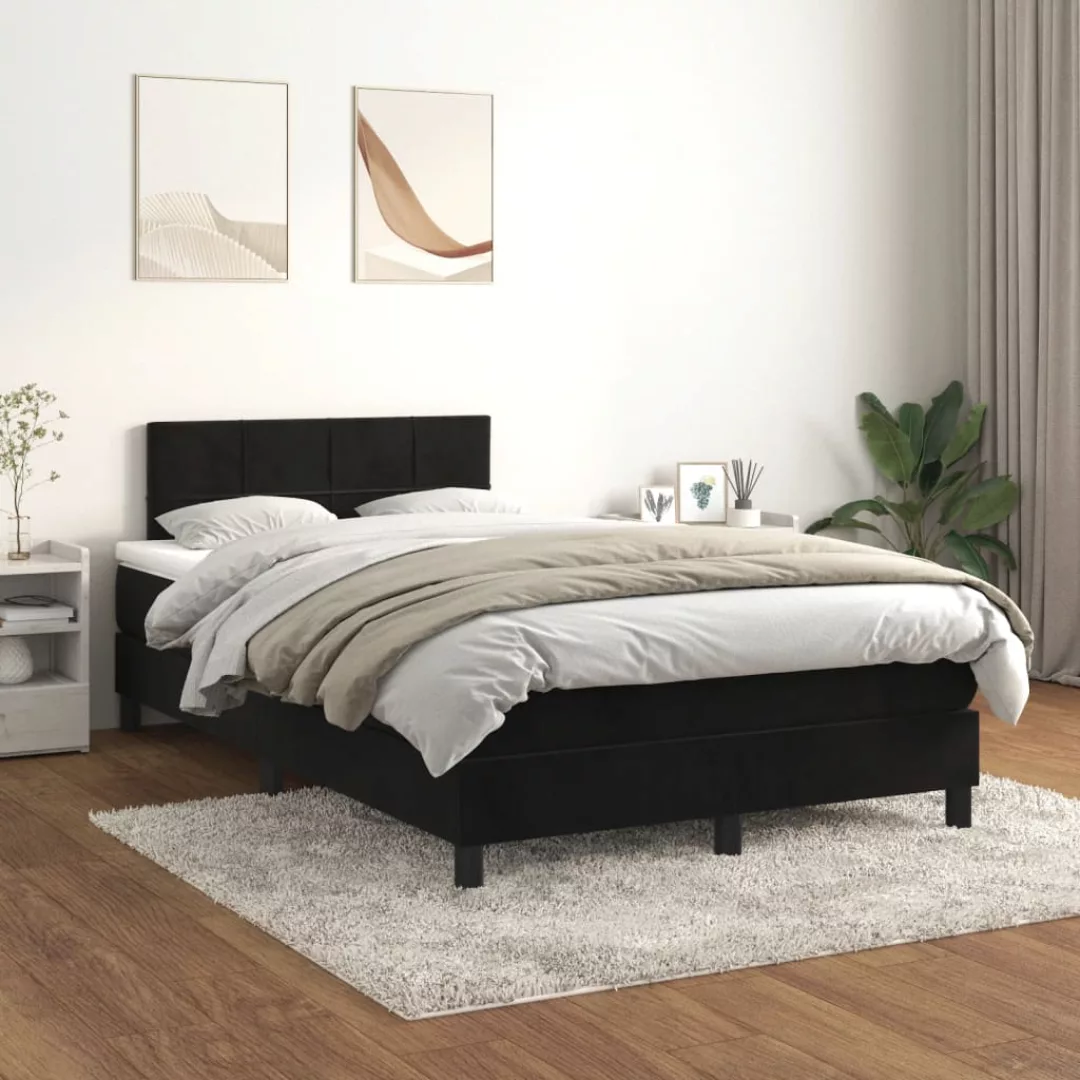 vidaXL Bettgestell Boxspringbett mit Matratze Schwarz 120x200 cm Samt Bett günstig online kaufen