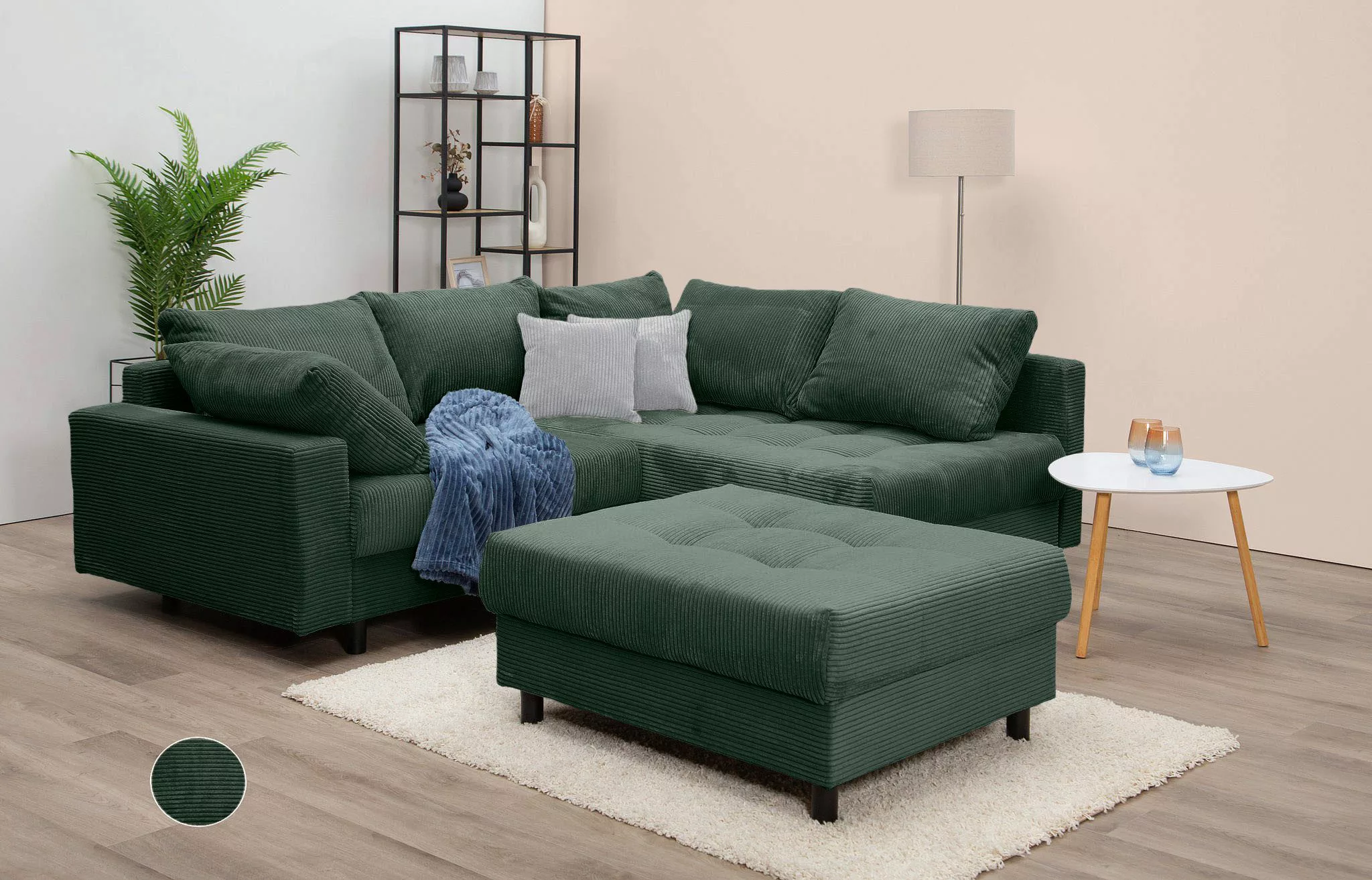 Home affaire Ecksofa "Toni L-Form", Ottomane beidseitig montierbar, Federke günstig online kaufen