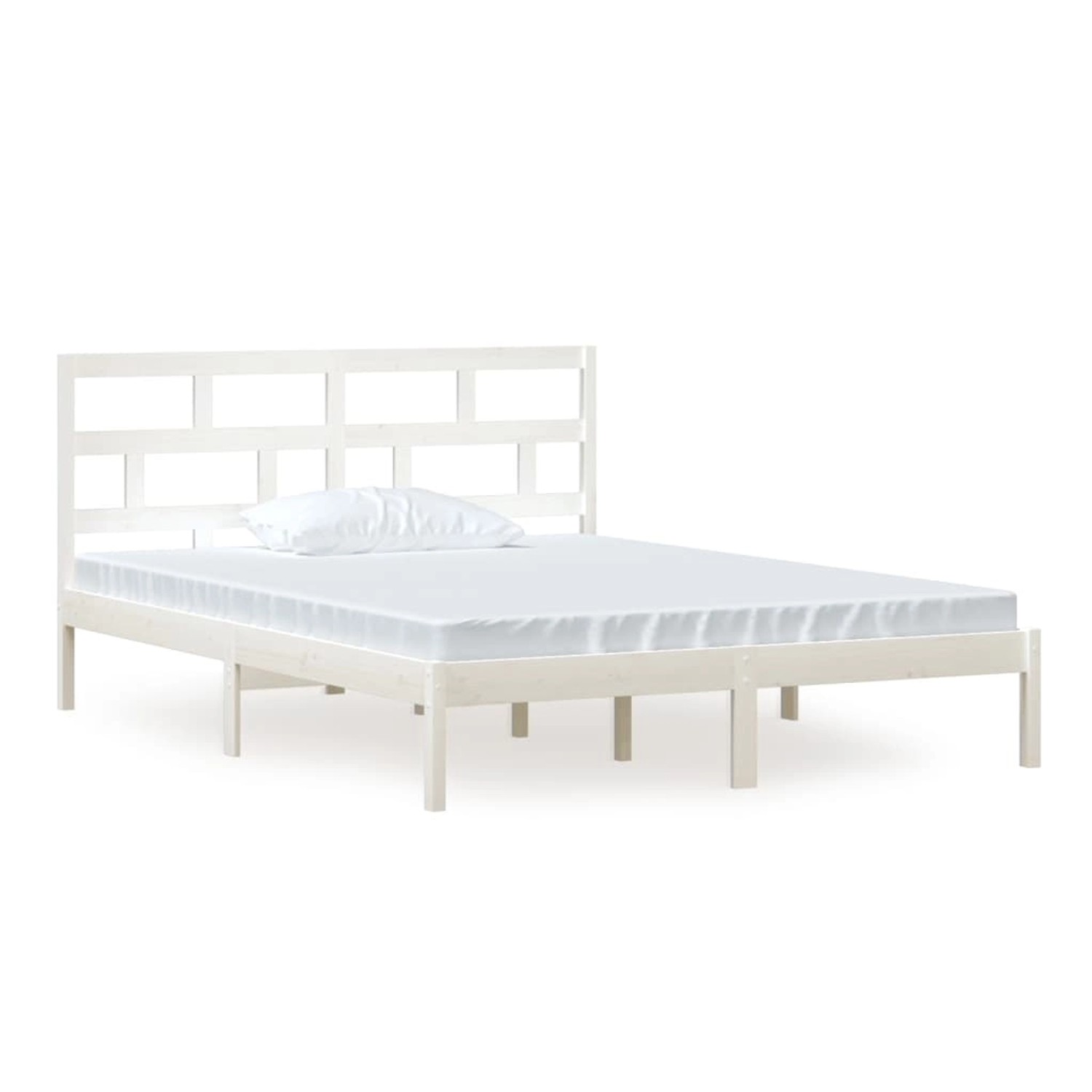 vidaXL Bettgestell Massivholzbett Weiß 150x200 cm 5FT King Size Bett Bettra günstig online kaufen