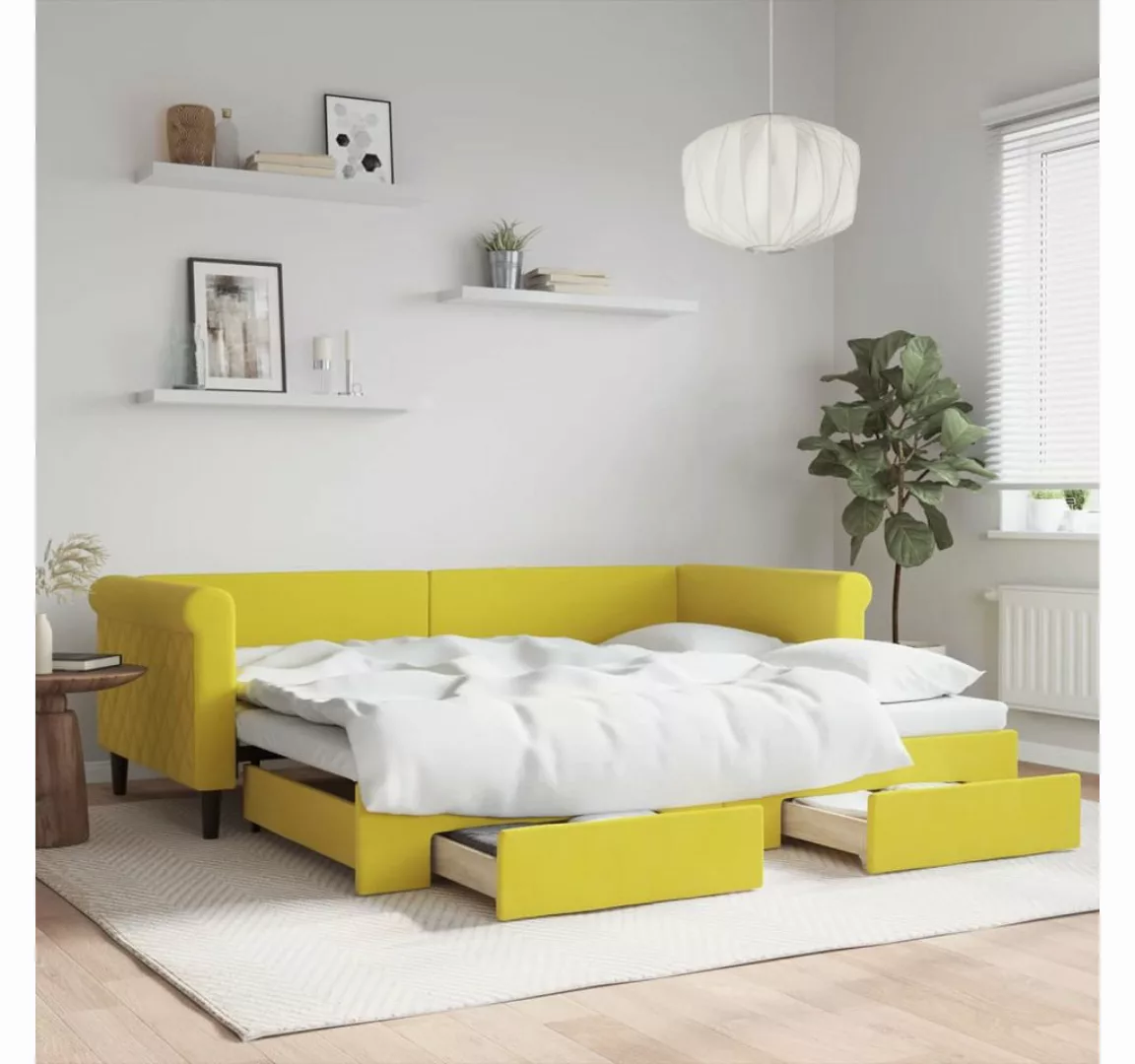 vidaXL Gästebett Gästebett Tagesbett Ausziehbar mit Schubladen Gelb 90x200 günstig online kaufen