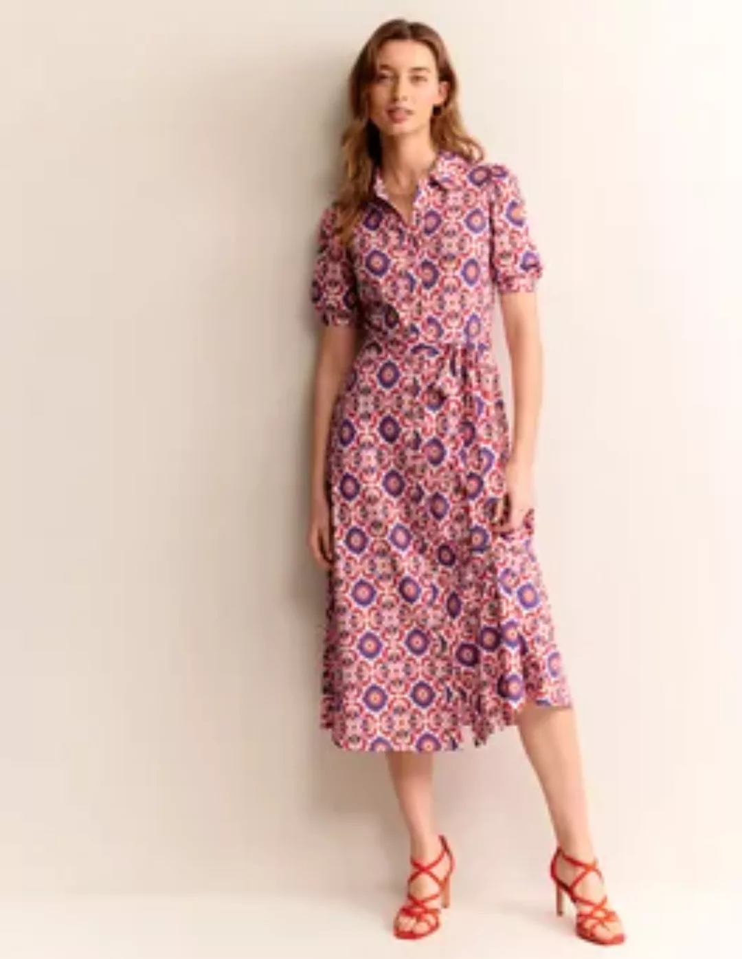 Libby Hemdblusenkleid aus Jersey in Midilänge Damen Boden, Rubicondo, Mosai günstig online kaufen