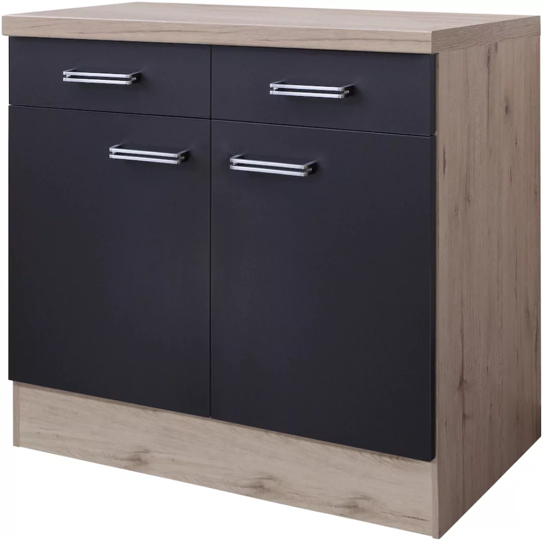 Flex-Well Exclusiv Unterschrank Lara 80 cm Anthrazit-San Remo Eiche günstig online kaufen