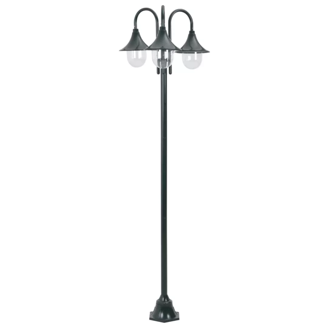 Garten-pollerleuchte E27 220 Cm Aluminium 3-laterne Dunkelgrün günstig online kaufen