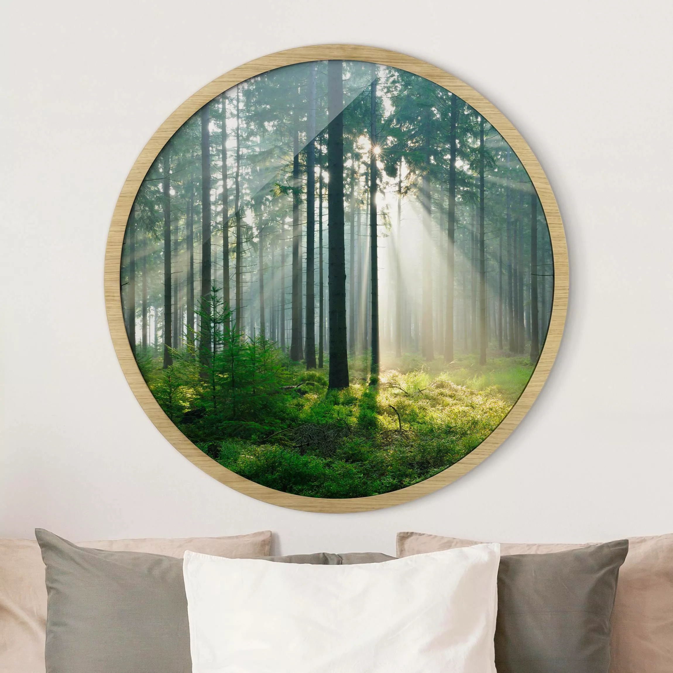 Rundes Gerahmtes Bild Enlightened Forest günstig online kaufen