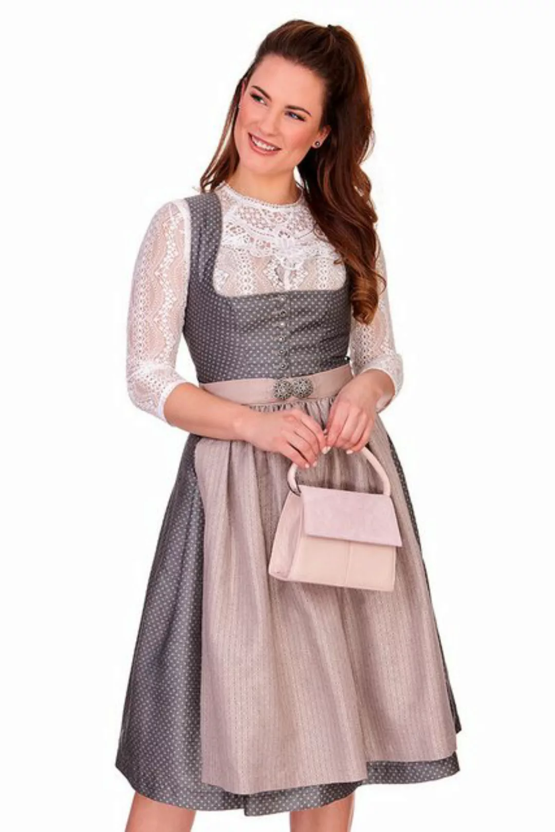 Alpenwahnsinn Dirndl Midi Dirndl 2tlg. - JOSEFINE - grau/taupe günstig online kaufen