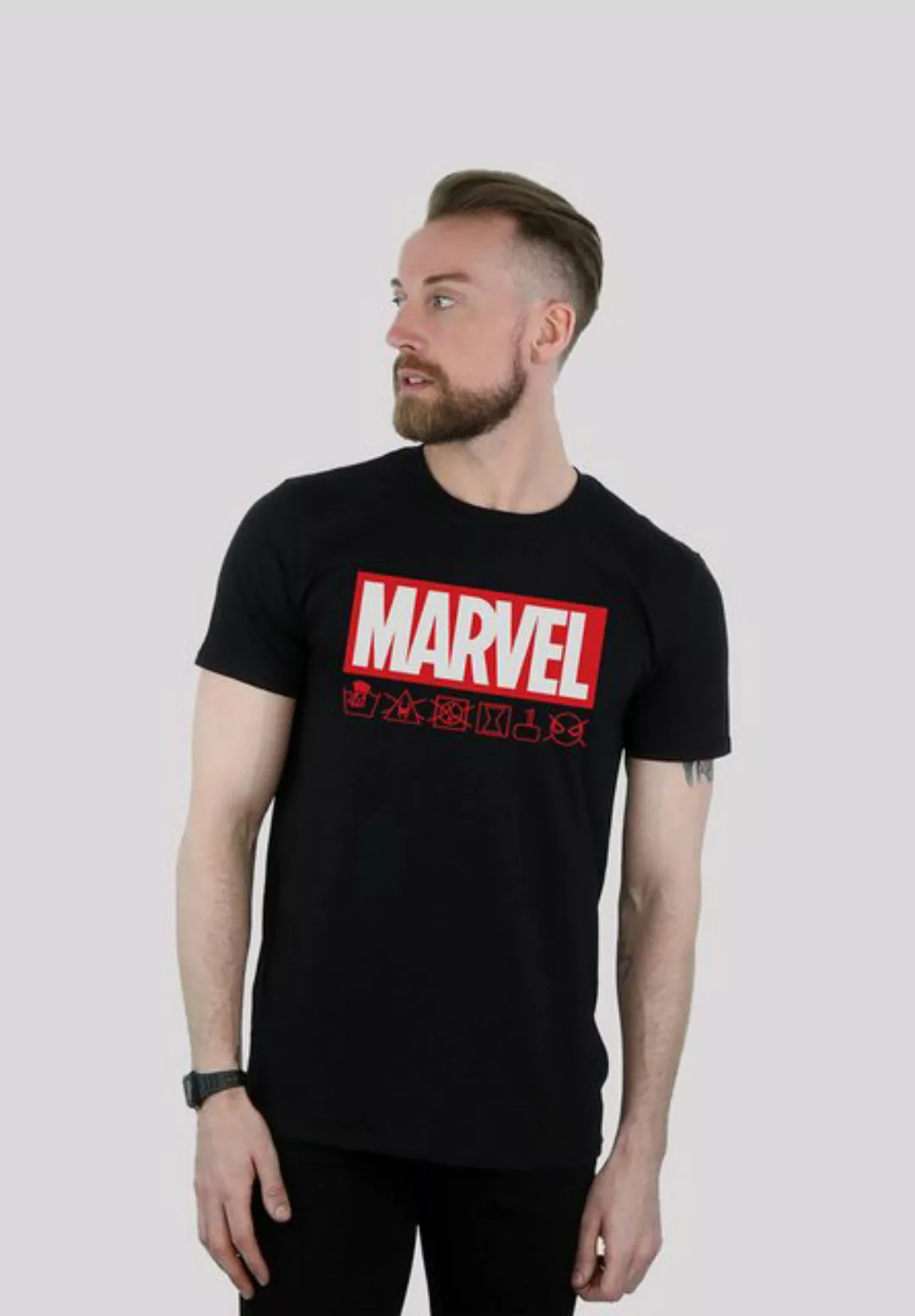 F4NT4STIC T-Shirt Marvel Logo Waschsymbole Print günstig online kaufen