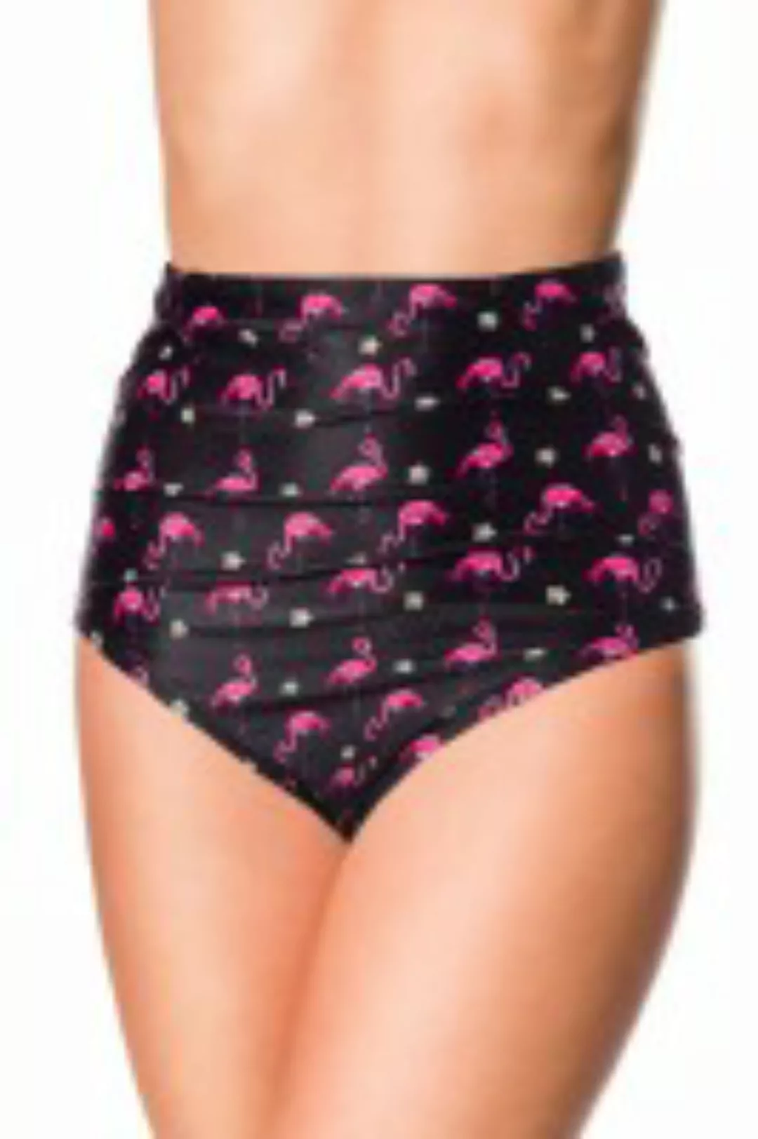 High Waist Badehöschen mit Flamingomuster günstig online kaufen