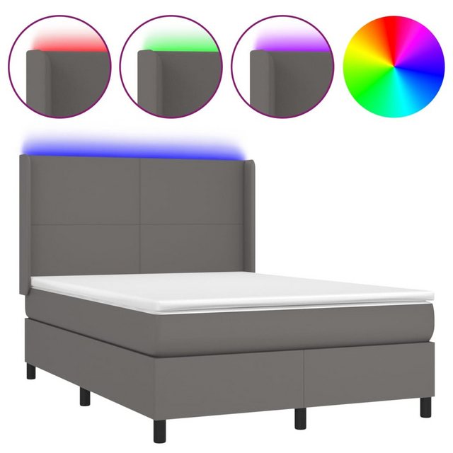 vidaXL Boxspringbett Boxspringbett mit Matratze und LED Kunstleder (140 x 2 günstig online kaufen