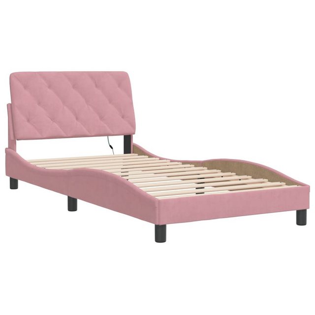 vidaXL Bett Bettgestell mit LED-Leuchten Rosa 100x200 cm Samt günstig online kaufen