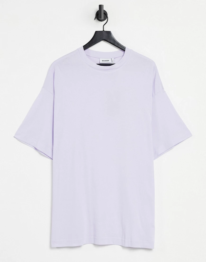 Weekday – Huge – Oversize-T-Shirt-Kleid aus Bio-Baumwolle in Lila günstig online kaufen