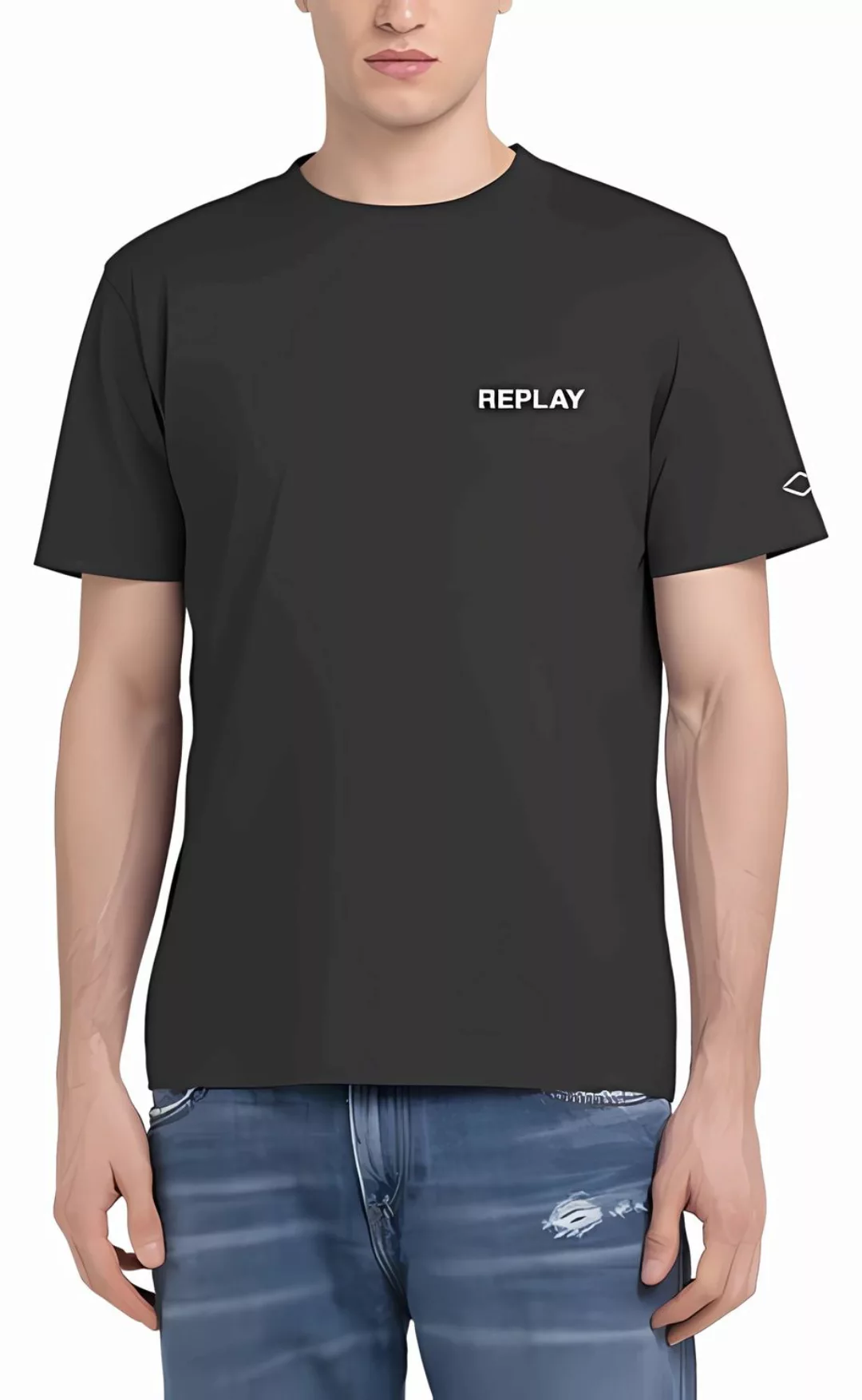 Replay Herren Rundhals T-Shirt BASIC - Regular Fit günstig online kaufen