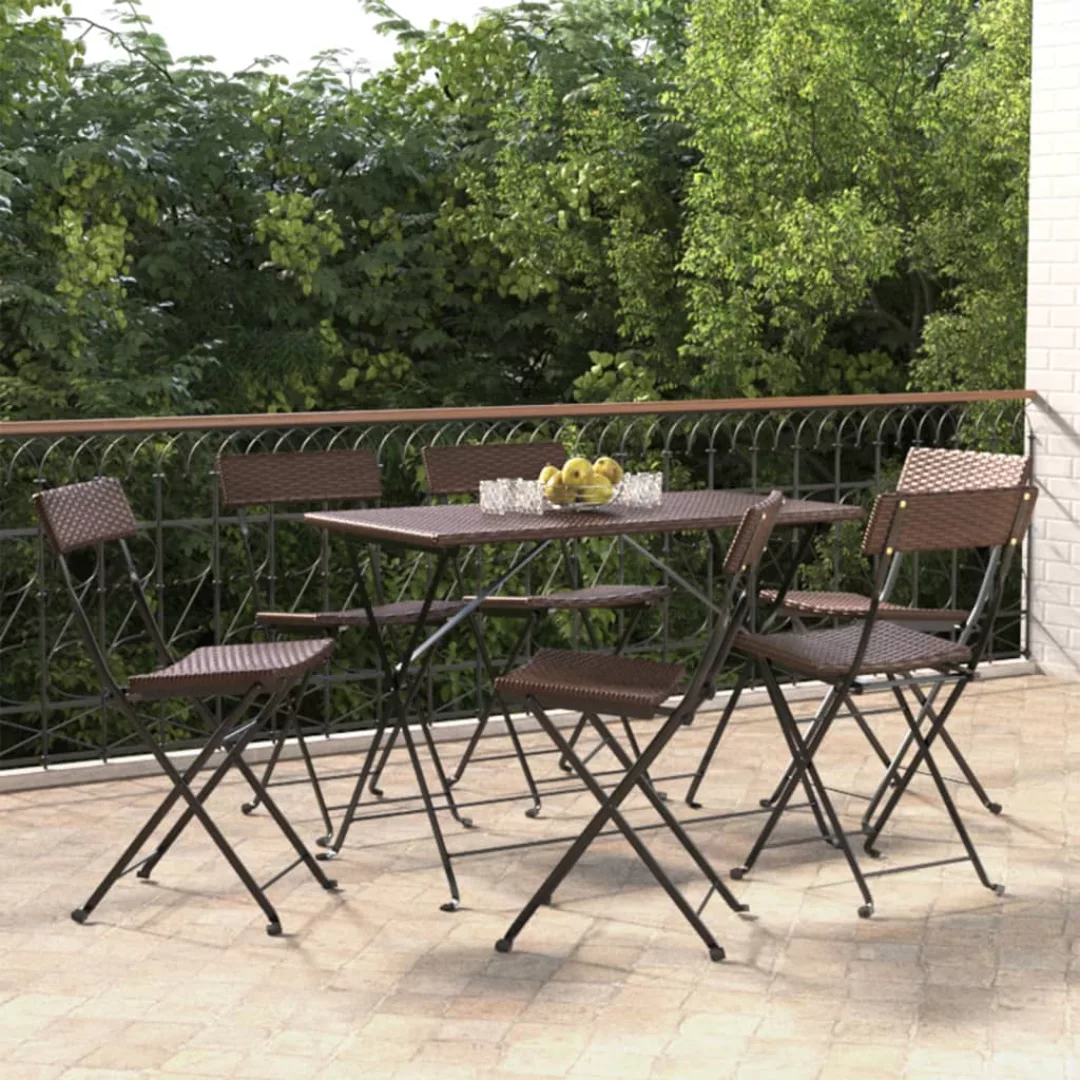 Vidaxl Bistrostühle 6 Stk. Klappbar Braun Poly Rattan Und Stahl günstig online kaufen