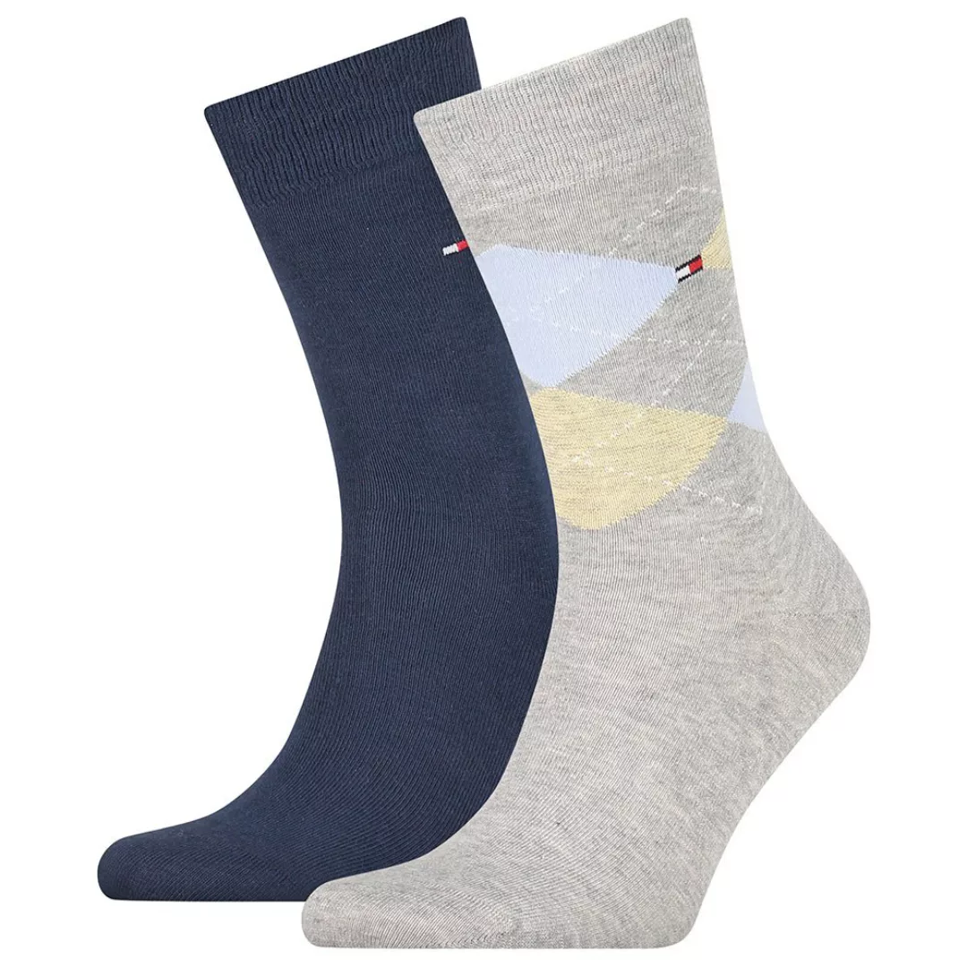 Tommy Hilfiger Check Socken 2 Paare EU 47-49 Light Grey Melange günstig online kaufen