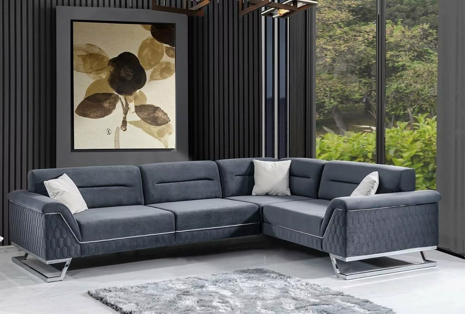 Xlmoebel Ecksofa Moderne graue Eckcouch im L-Design mit stilvollem Stoffbez günstig online kaufen