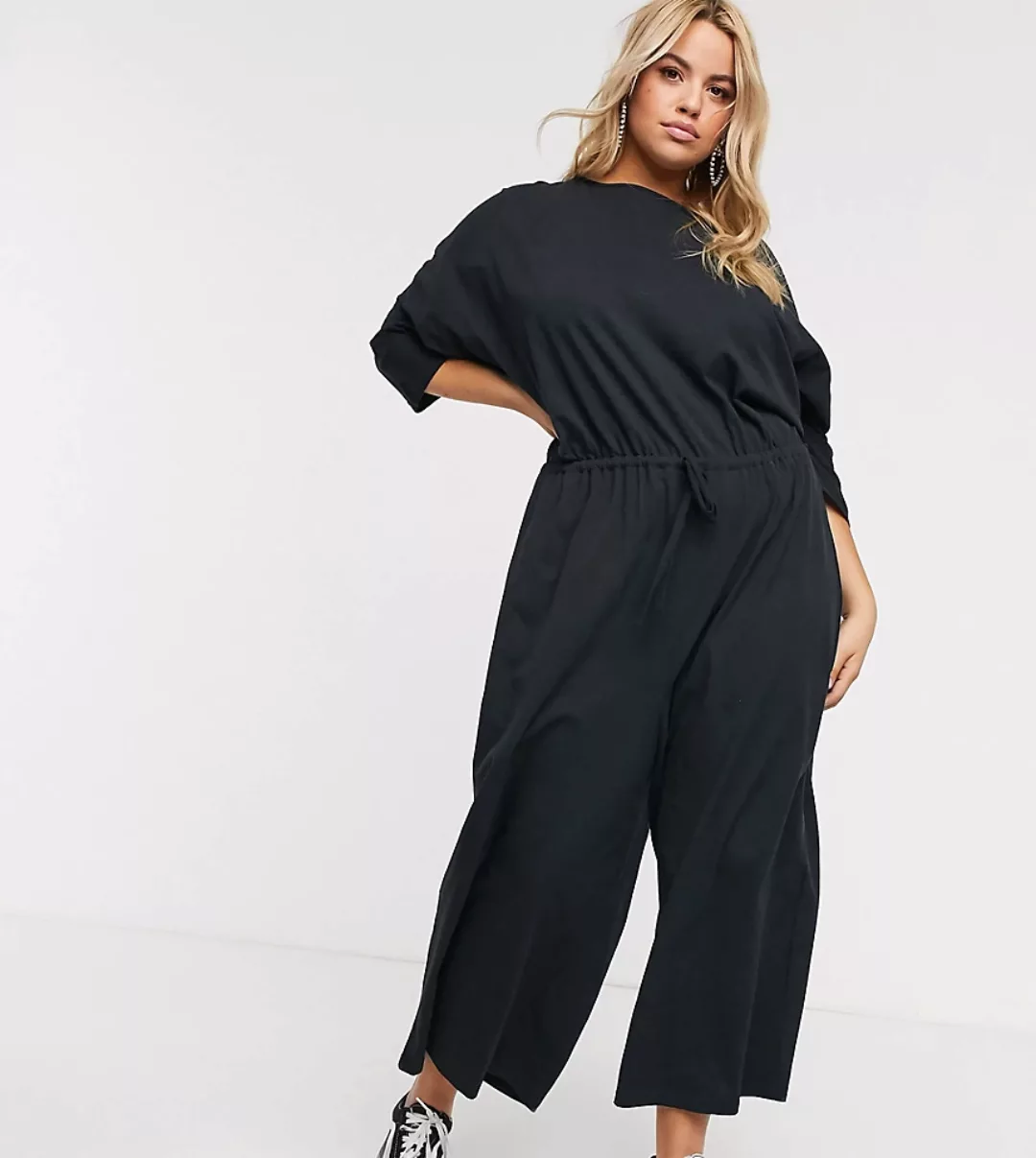 ASOS DESIGN Curve – Legerer Lounge-Jumpsuit aus Jersey mit Bindegürtel in S günstig online kaufen