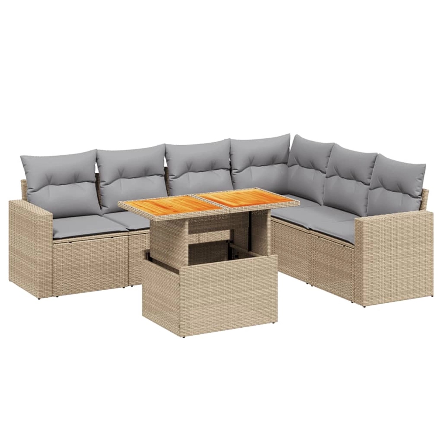 vidaXL 7-tlg Garten-Sofagarnitur mit Kissen Beige Poly Rattan Modell 313 günstig online kaufen