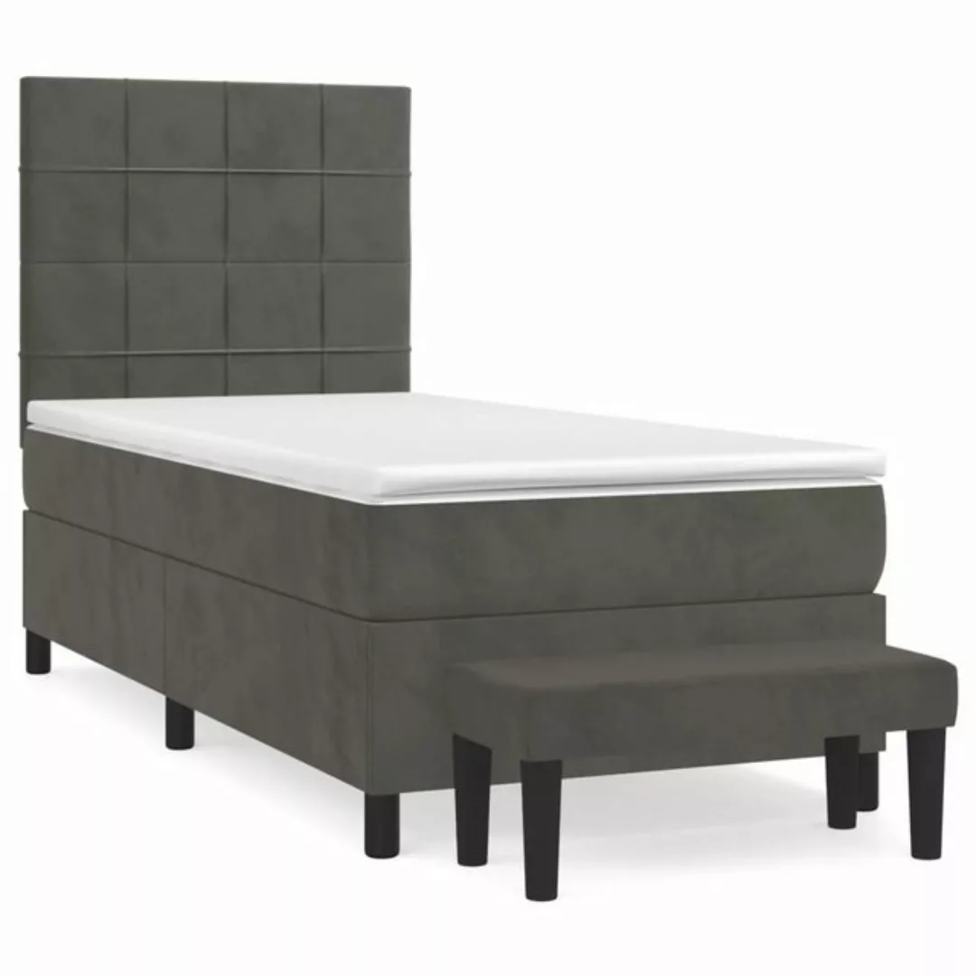 vidaXL Bett Boxspringbett mit Matratze Dunkelgrau 80x200 cm Samt günstig online kaufen