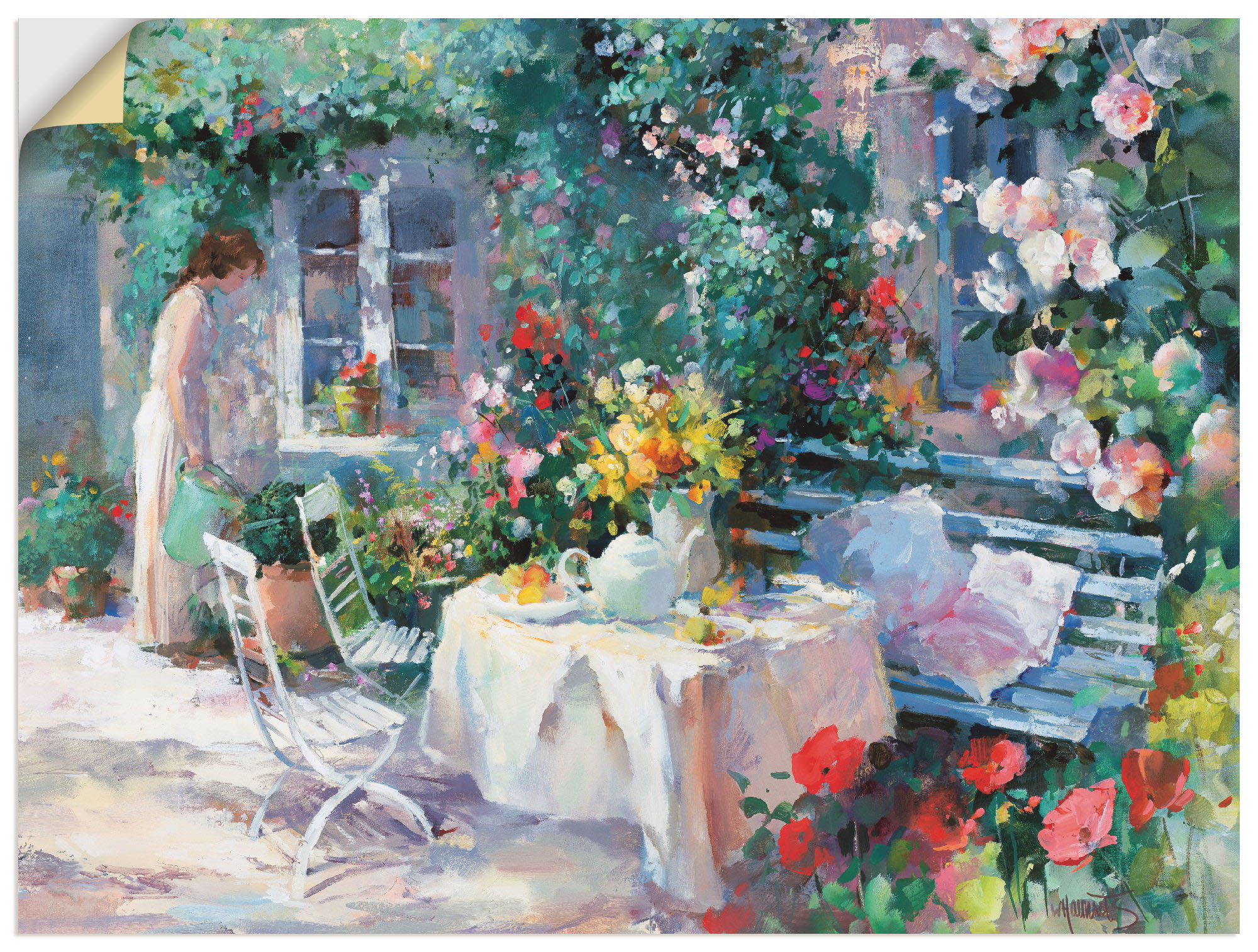 Artland Wandbild "Teezeit im Garten", Garten, (1 St.), als Leinwandbild, Wa günstig online kaufen