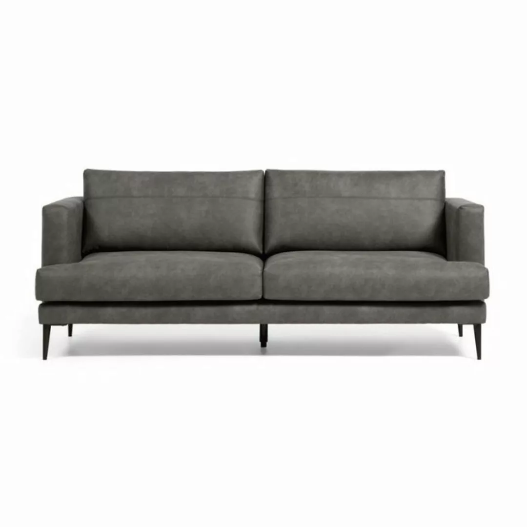 Natur24 Sofa Sofa Tanya 2-Sitzer gepolstert und dunkelgrau 183cm Couch günstig online kaufen