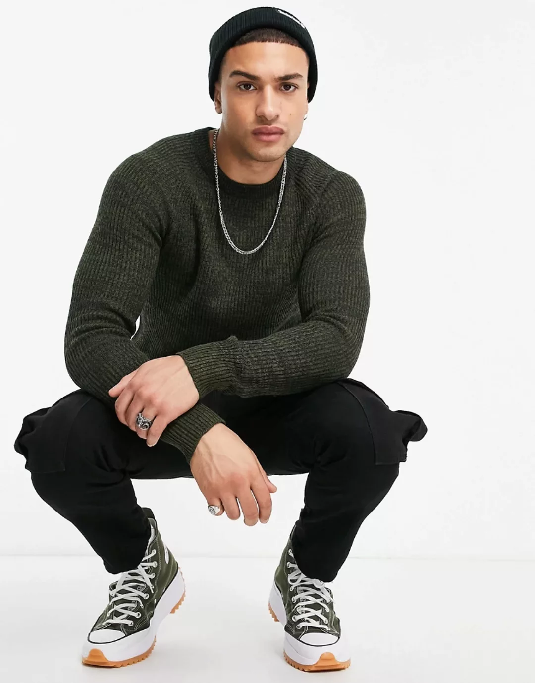 Jack & Jones – Originals – Gerippter Pullover in Weiß günstig online kaufen