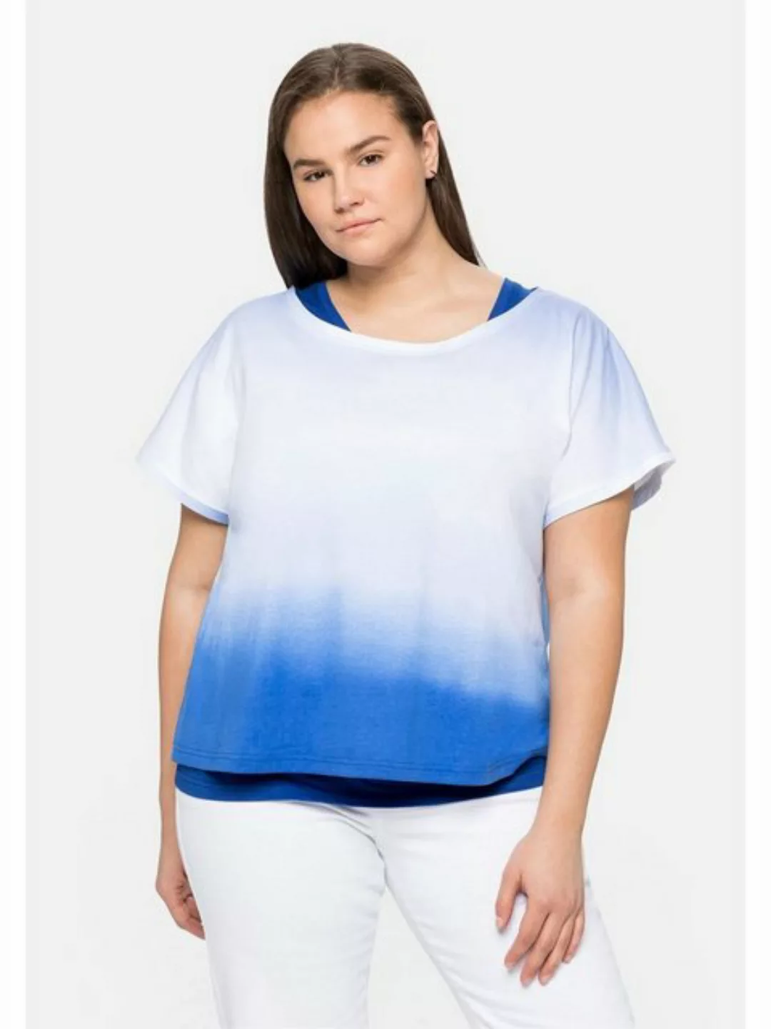 Sheego Tanktop "Große Größen", und Shirt im Lagenlook, in gebatikter Optik günstig online kaufen