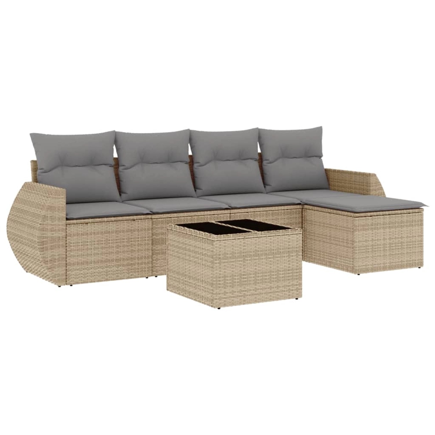vidaXL 6-Tlg Garten-Sofagarnitur mit Kissen Beige Poly Rattan 3253636 günstig online kaufen