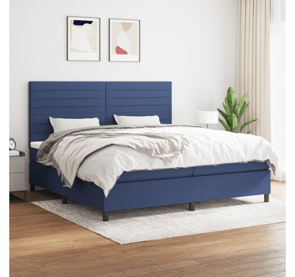 vidaXL Boxspringbett Boxspringbett mit Matratze Blau 200x200 cm Stoff Bett günstig online kaufen