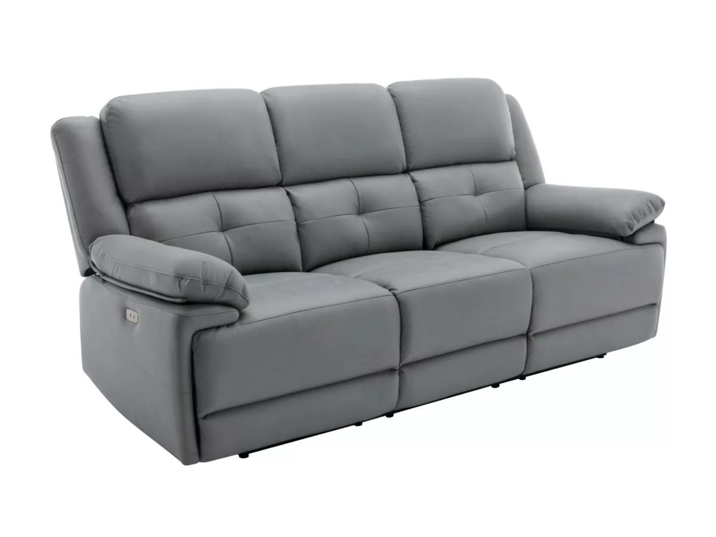 Relaxsofa elektrisch 3-Sitzer - Stoff - Grau - DOLENE günstig online kaufen